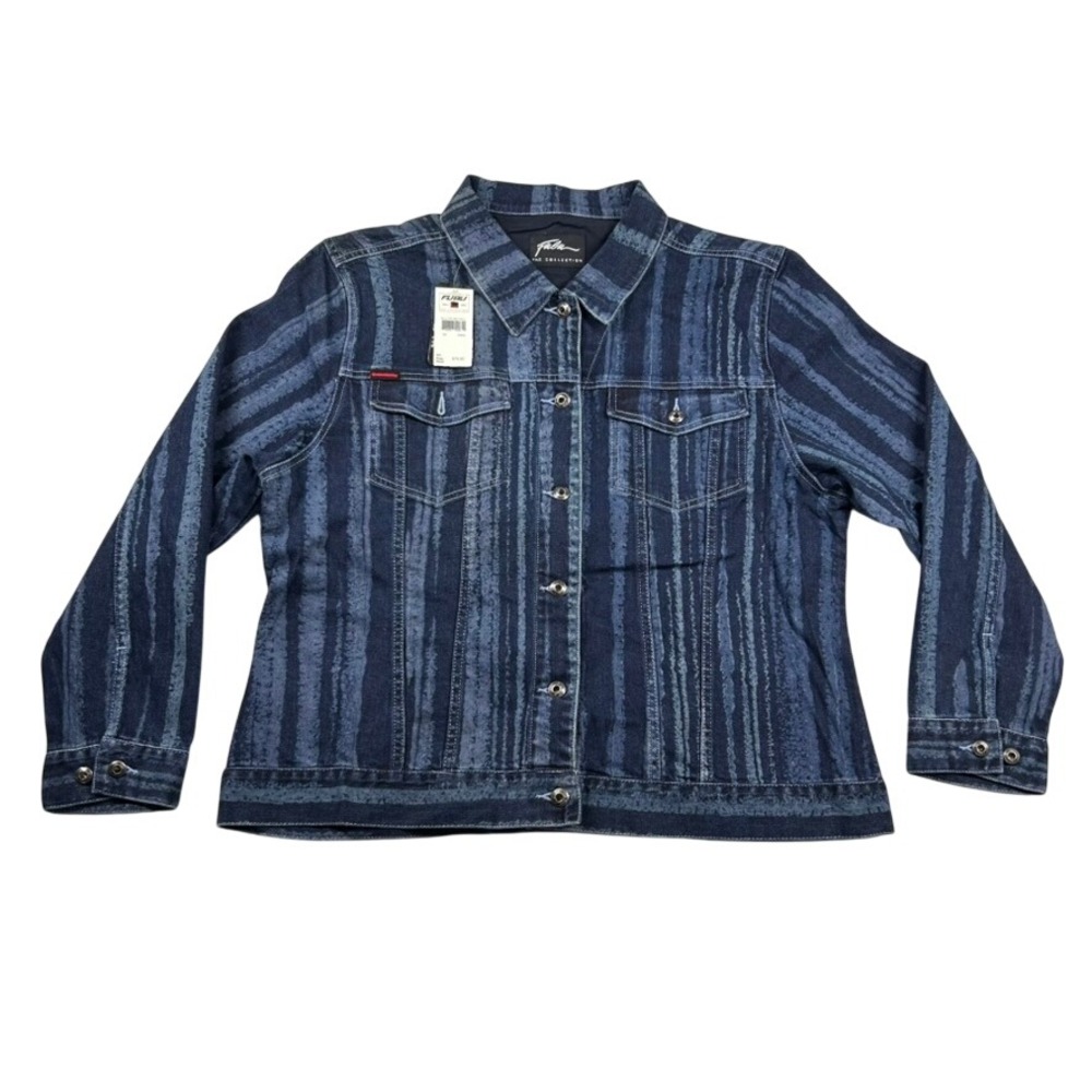 Vintage FUBU The Collection Denim Jacket Womens 3X Striped Y2K Hip Hop Hong Kong